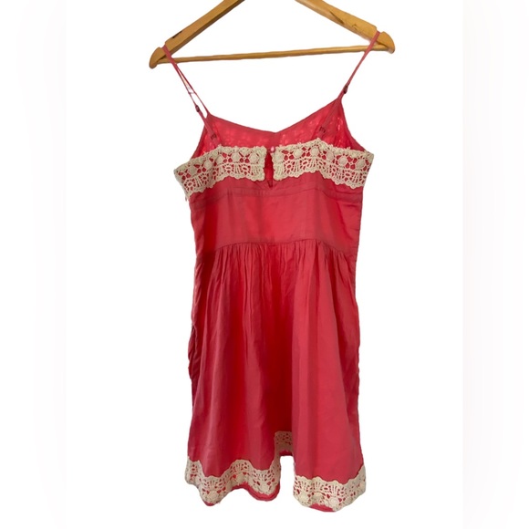 Urban Outfitters Boho Hippie Chic Dress - Pink w Crochet Accents & Pockets - Picture 3 of 4